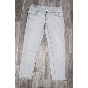 (3/$35) NY&C Womens Size 2 Slim Slouch Distressed Embroidered Cropped Grey Jeans